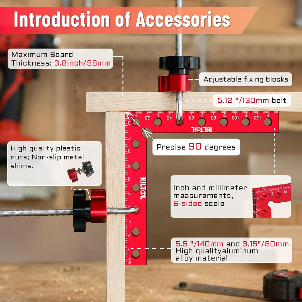 Corner Clamps for Woodworking, 4Pcs 5.5"×5.5" 90 Degree Clamp