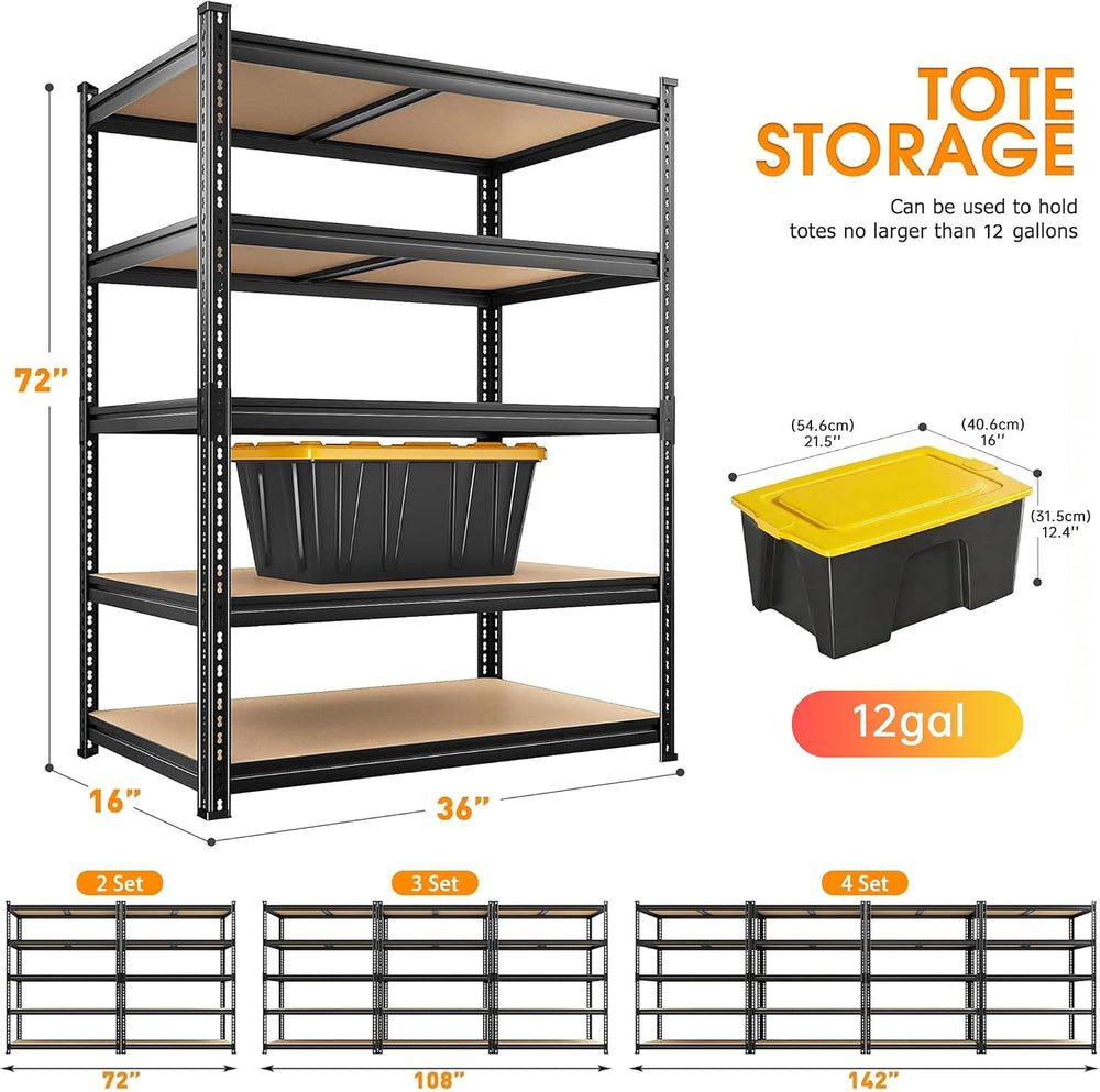 REIBII 3 Pack Garage Shelving,5 Tier Heavy Duty Metal Racks for Warehouse