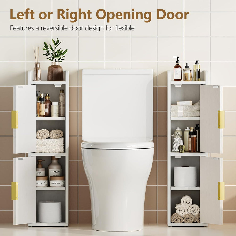Yoobure Fluted Small Bathroom Storage Cabinet, Narrow Toilet Paper Cabinets