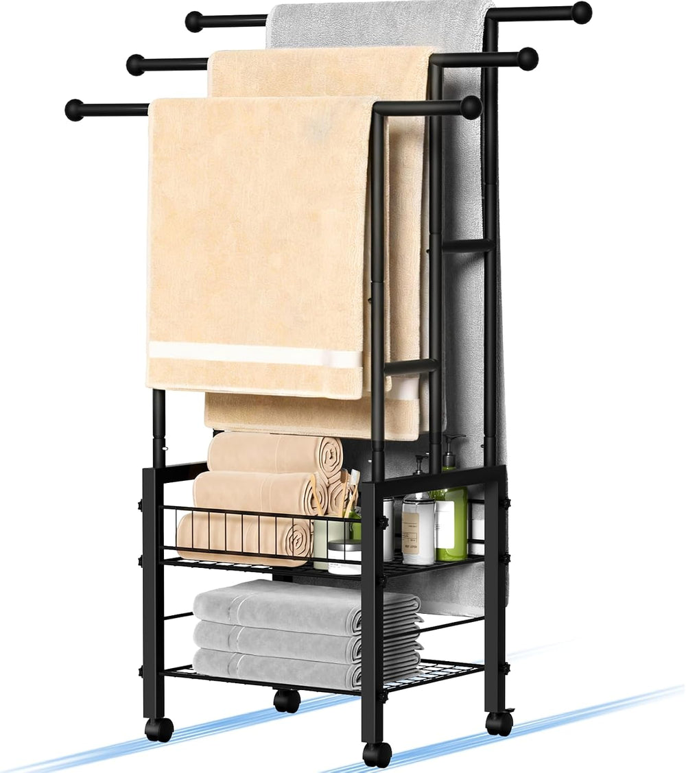 Kayfia 42.7'' Standing 3 Tier Alloy Steel Towel Rack with Basket &...