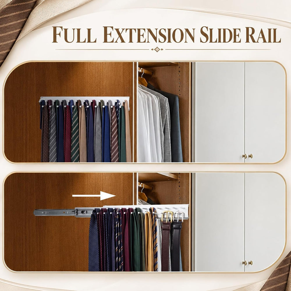 Blulu 2 Pcs 11.8'' Sliding Tie Rack Hangers for Closet, 23 Tie Each, ...