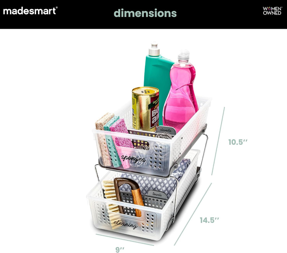 madesmart Two Tier Pull Out Organizer, Frost