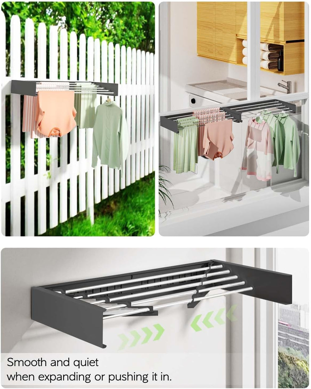 Vikaqi Wall Mounted Clothes Drying Rack 32", Foldable Wall Mount Laundry...