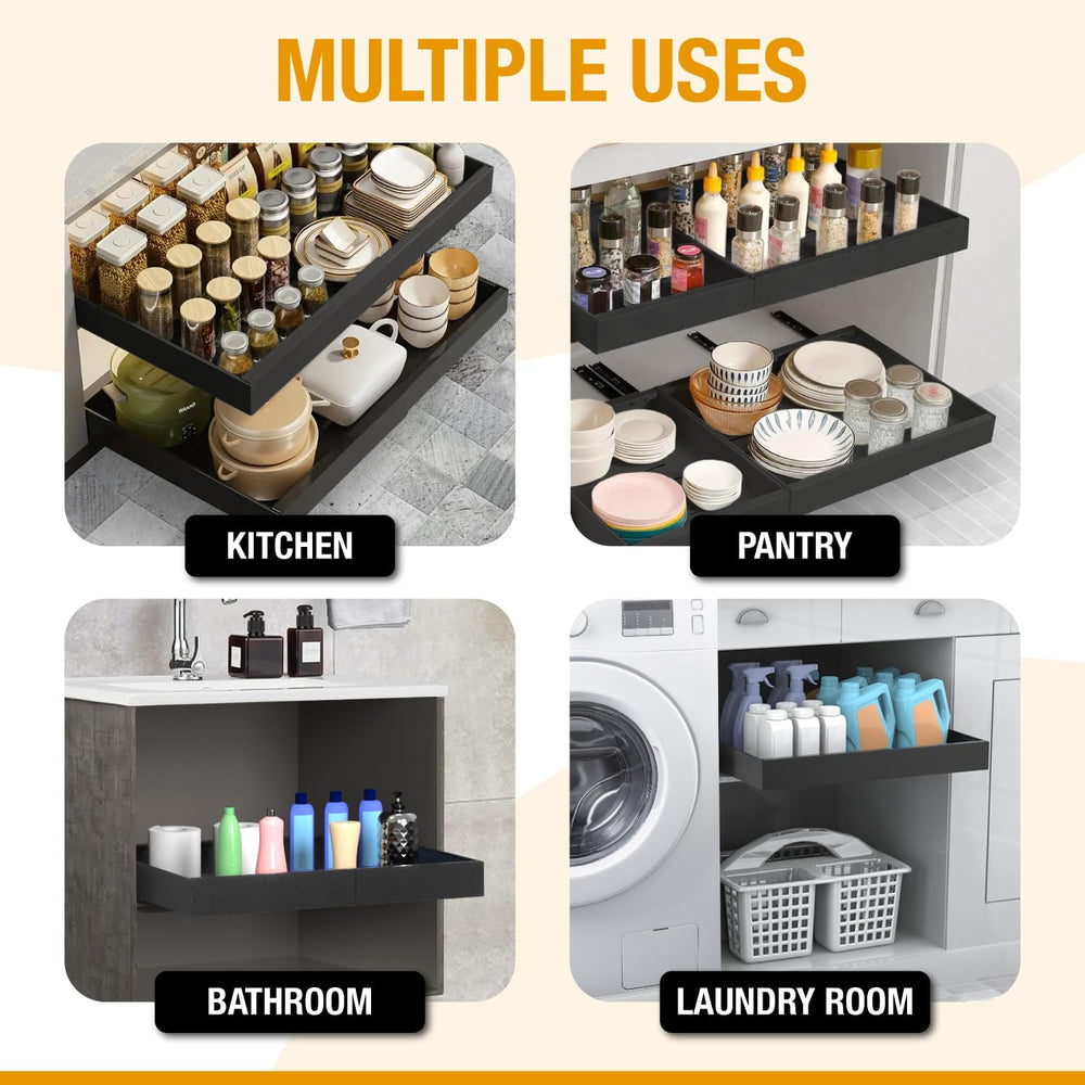 Expandable Pull Out Drawers for Cabinets(Black) : Kitchen and Pantry Organize...
