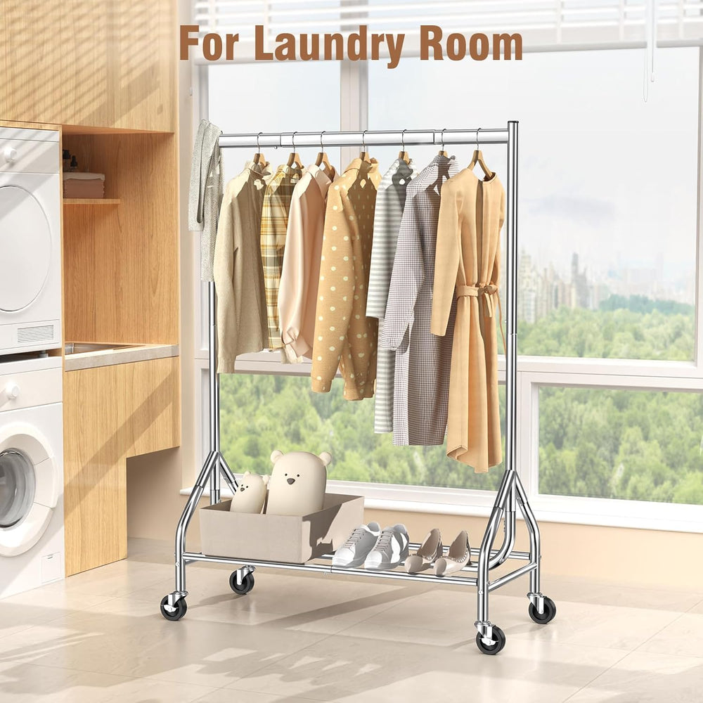 EAGMAK Heavy Duty Clothes Rack Load 420 LBS, Rolling Garment Rack with Lockab...