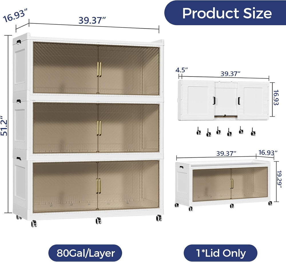 720QT Storage Bins with Lid Extra Large Stackable Closet Organizer Plastic Co...