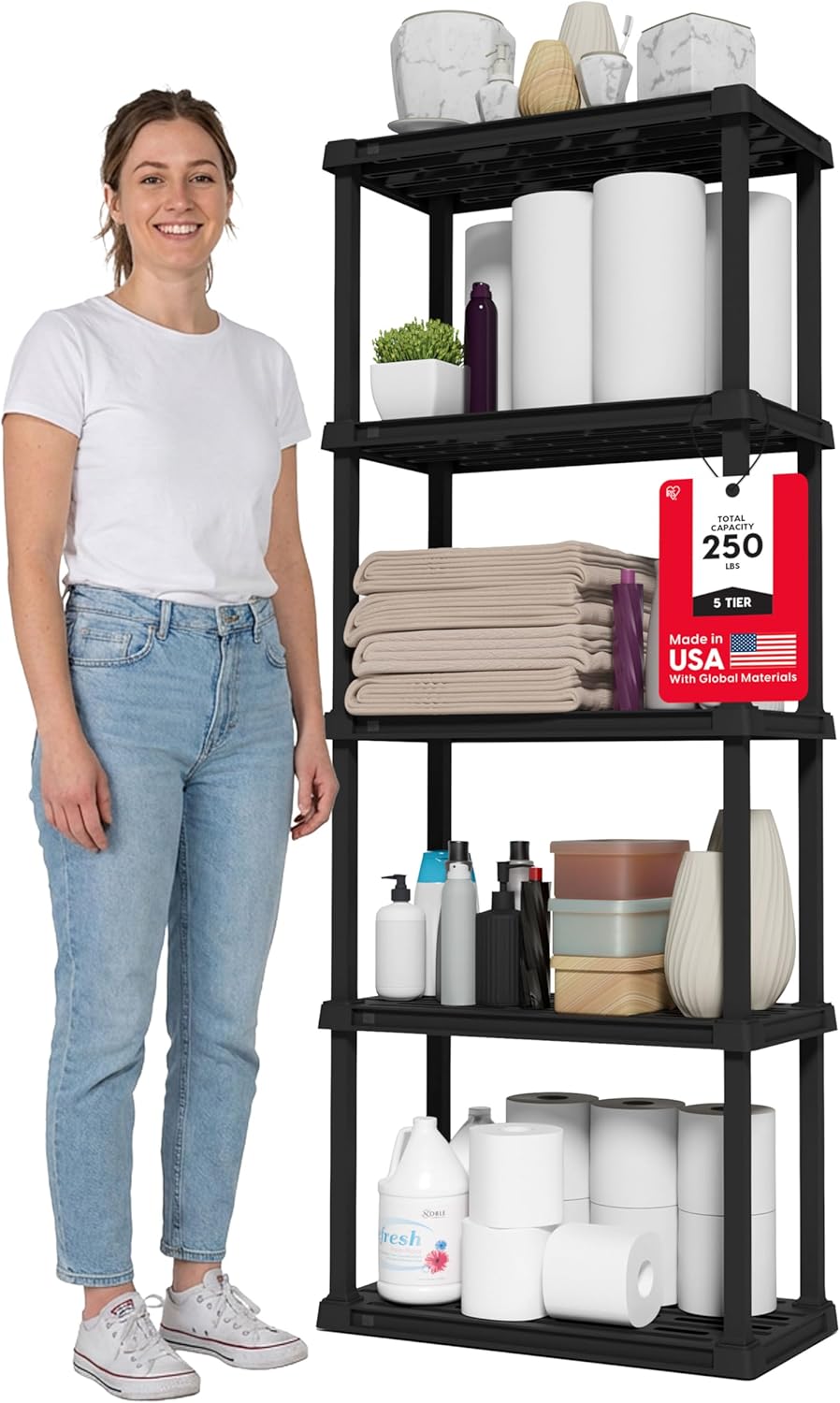 IRIS USA Plastic Storage Shelves |Made in USA| 64"H x 24"W x 12&quo...
