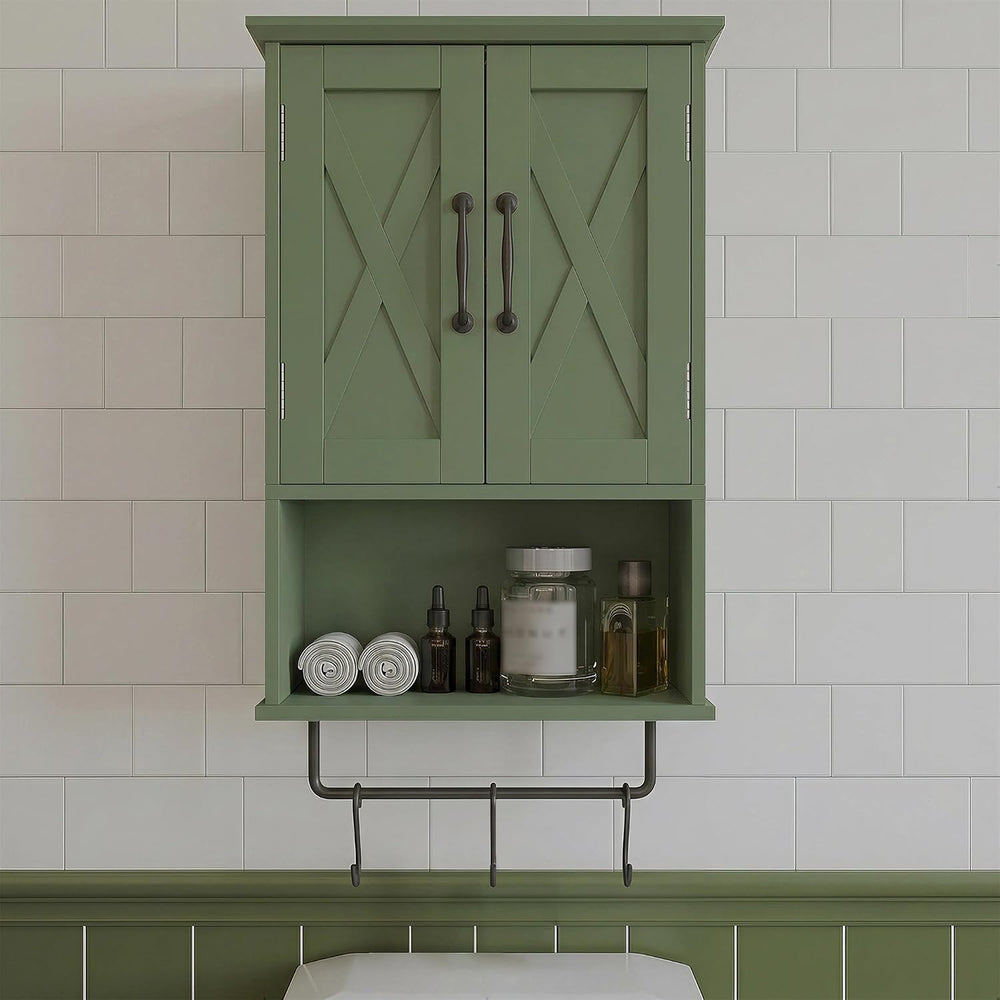 ChooChoo Small Medicine Cabinet with Towel Bar, Hanging Storage, 3 Hooks