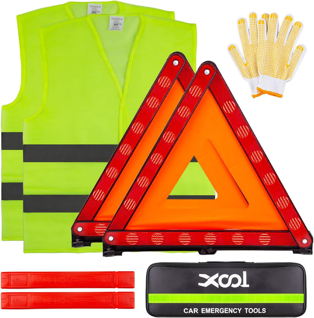 XOOL Emergency Warning Triangle Kit – Roadside Safety Kit with Reflective War...