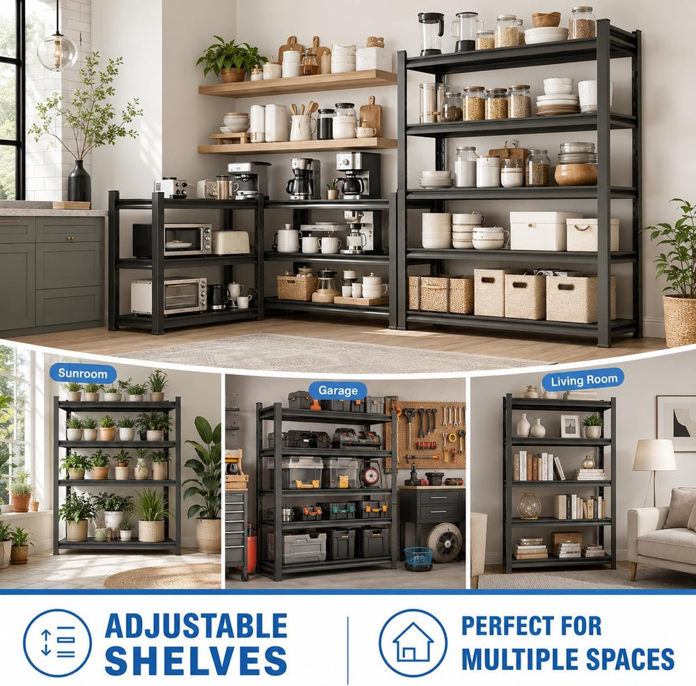 Heavy Duty Garage Shelving, 5 Tier Storage Shelves, 2500 LBS Adjustable Indus...