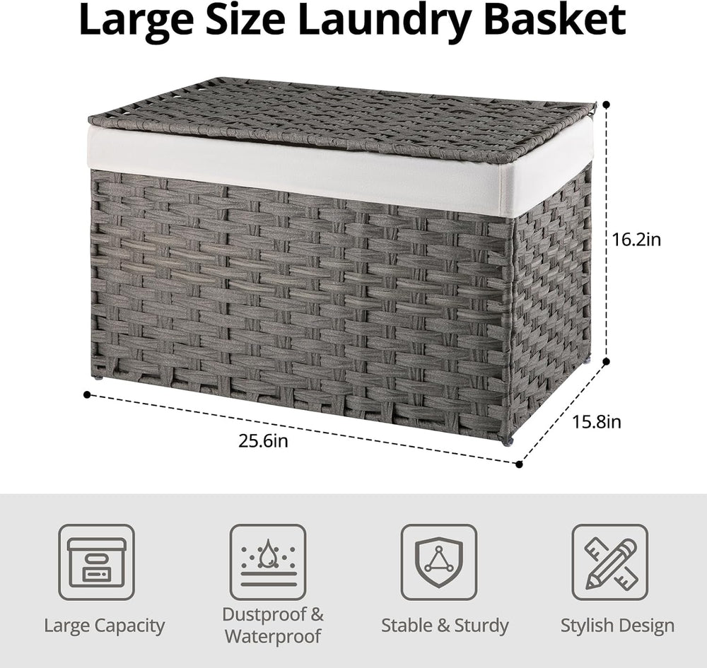 OIAHOMY Storage Basket with Lid, 27.7 Gallon (105L) Blanket Basket with Remov...
