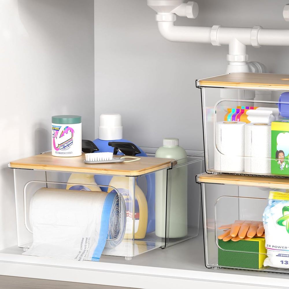 iCASA 2 in 1 Trash Bag Holder Garbage Bags Dispenser Under Sink Organizer