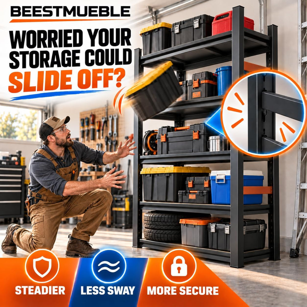 3000LBS Garage Shelving, 5-Tier Adjustable Metal Storage Shelves Unit with Sa...