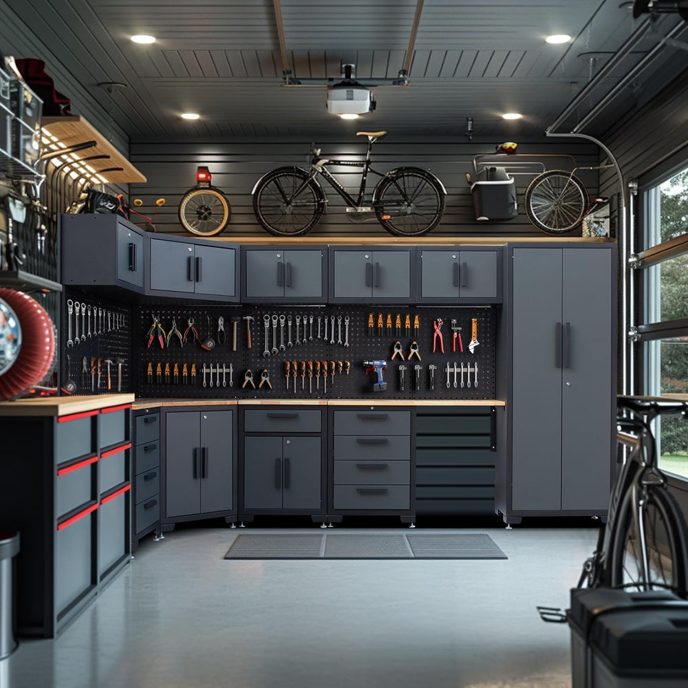 15PCS Corner Garage Storage Cabinet System