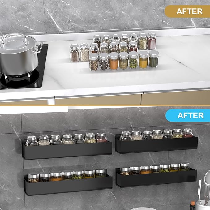 PMMASTO Adhesive Acrylic Spice Rack Organizer (4-Pack)