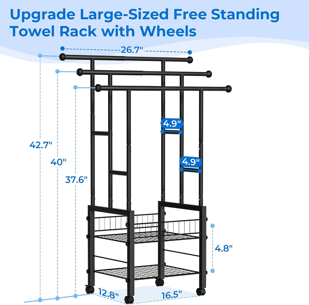 Kayfia 42.7'' Standing 3 Tier Alloy Steel Towel Rack with Basket &...
