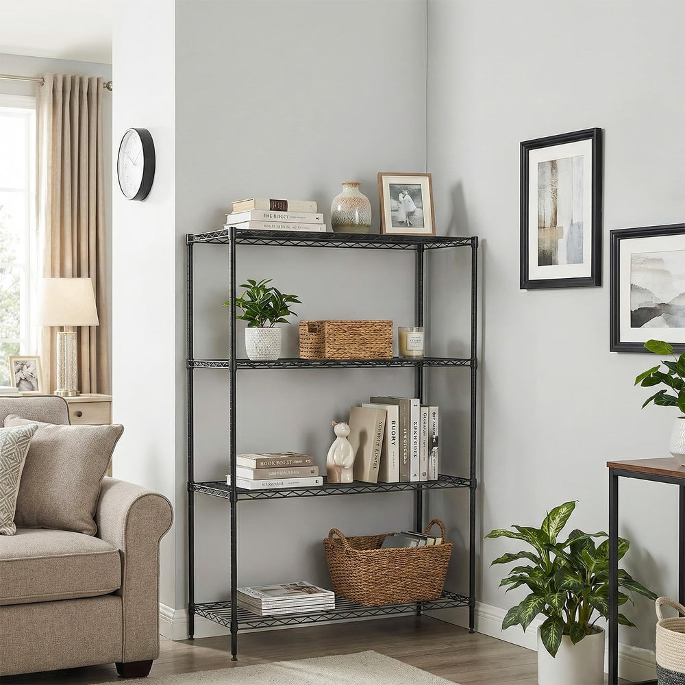 BestOffice | 4-Tier Wire Shelf | 35" x 13.4" x 53.7" | Black