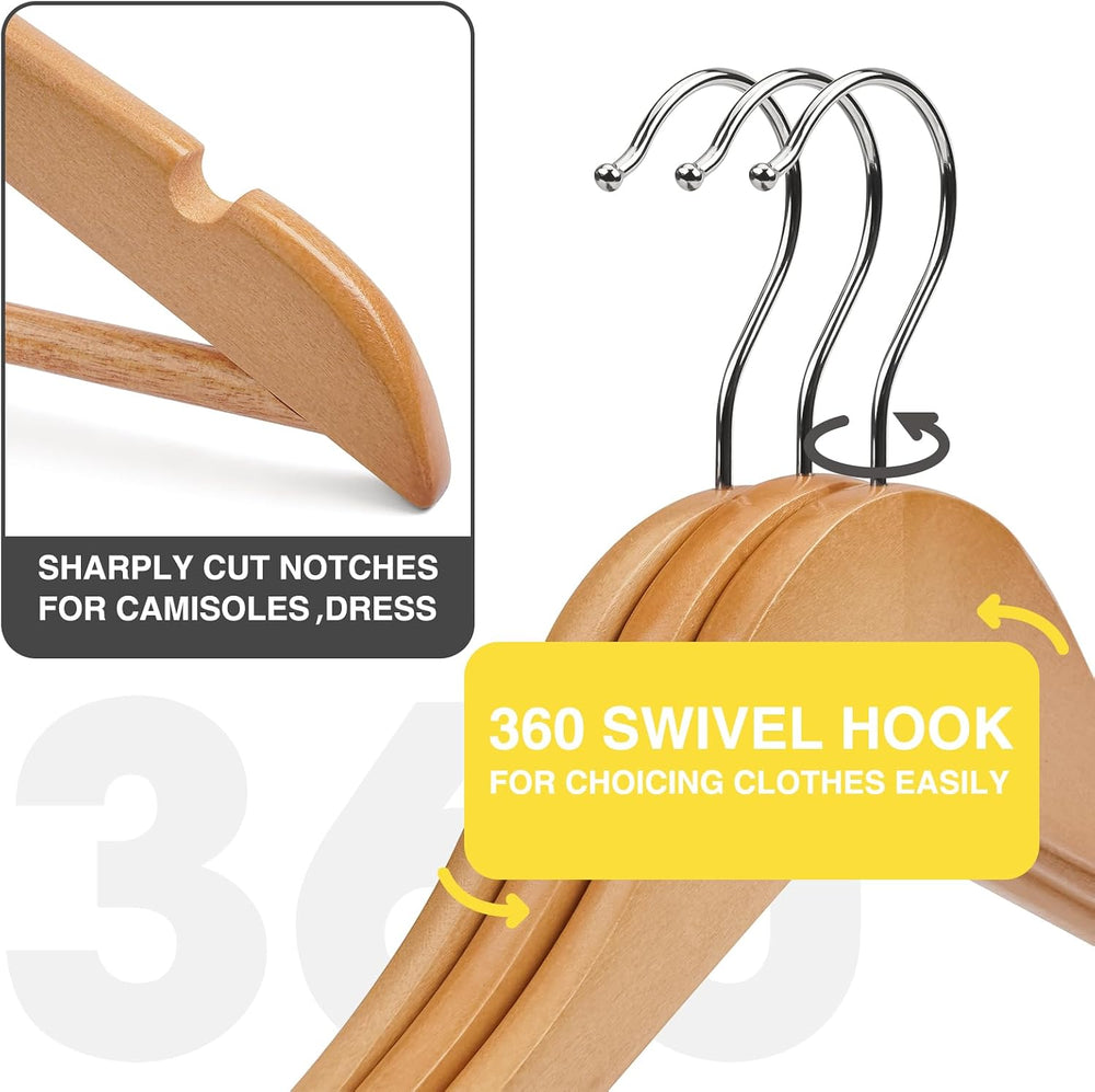 Wooden Hangers 90 Pack,Wooden Clothes Hanger for Daily Used,Heavy Duty Wood H...