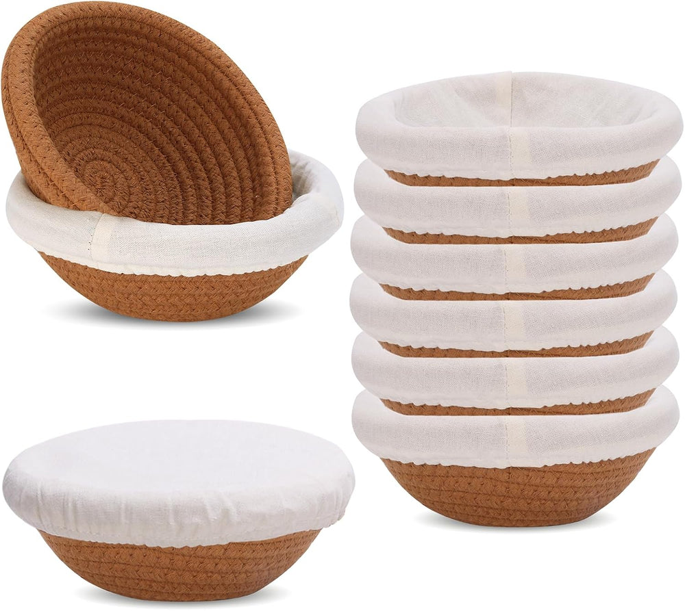 5 Inch Cotton Banneton Proofing Basket Set of 6, Mini Sourdough Bread Baking ...