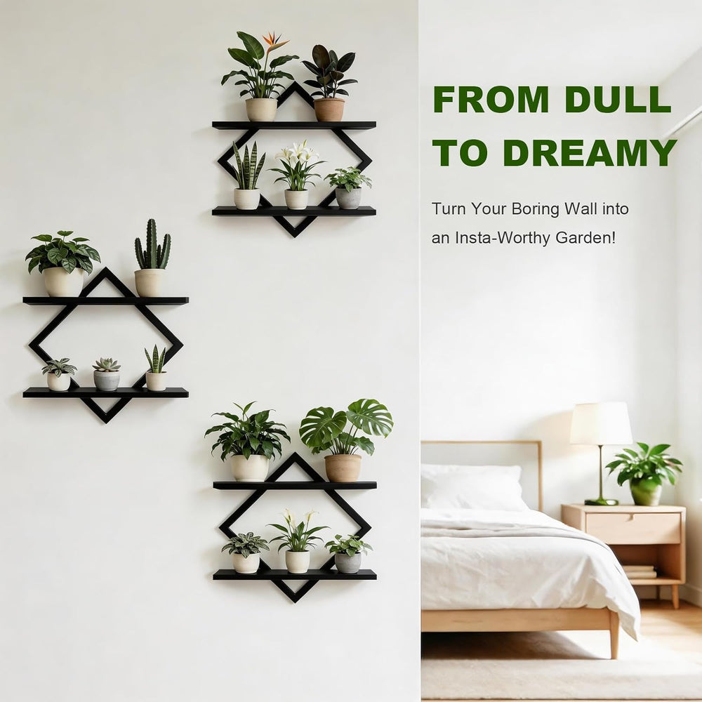 Set of 3 Wall Plant Holder, Black
