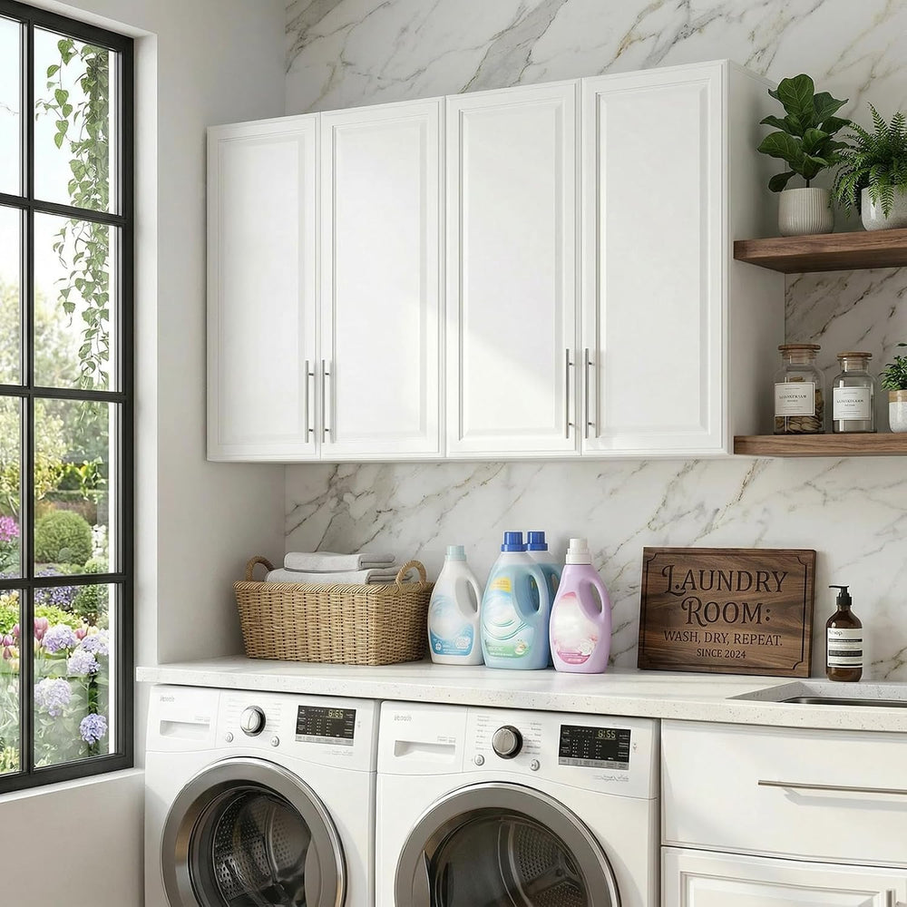 FIMELLO 59" Wall Cabinets for Laundry Room, Laundry Room Cabinets Wall M...