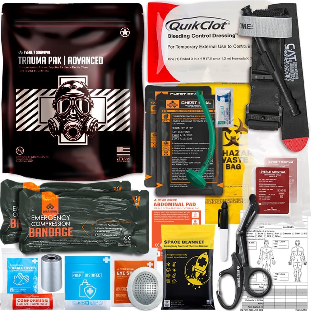 EVERLIT Trauma Pak, with CAT GEN-7 Tourniquet QuikClot Hemostatic Dressing Ro...