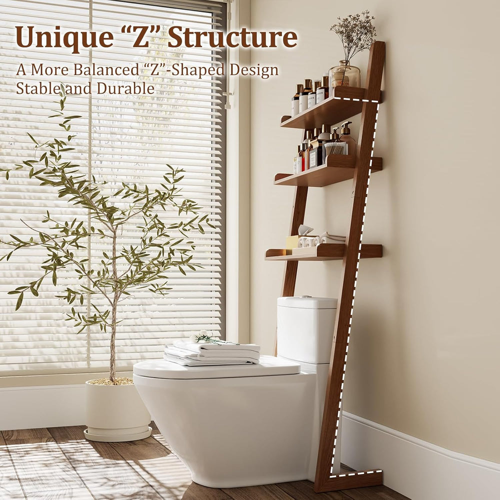 Over The Toilet Storage Shelf Wood, 3-Tier Above Toilet Organizer Rack, Frees...