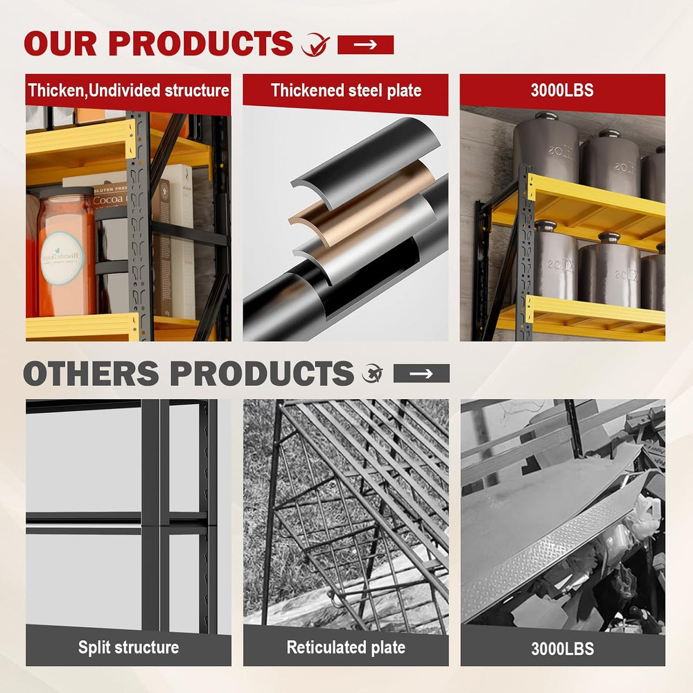 60"W x 20"D x 79"H Storage Shelves, 5000LBS Heavy Duty Metal S...