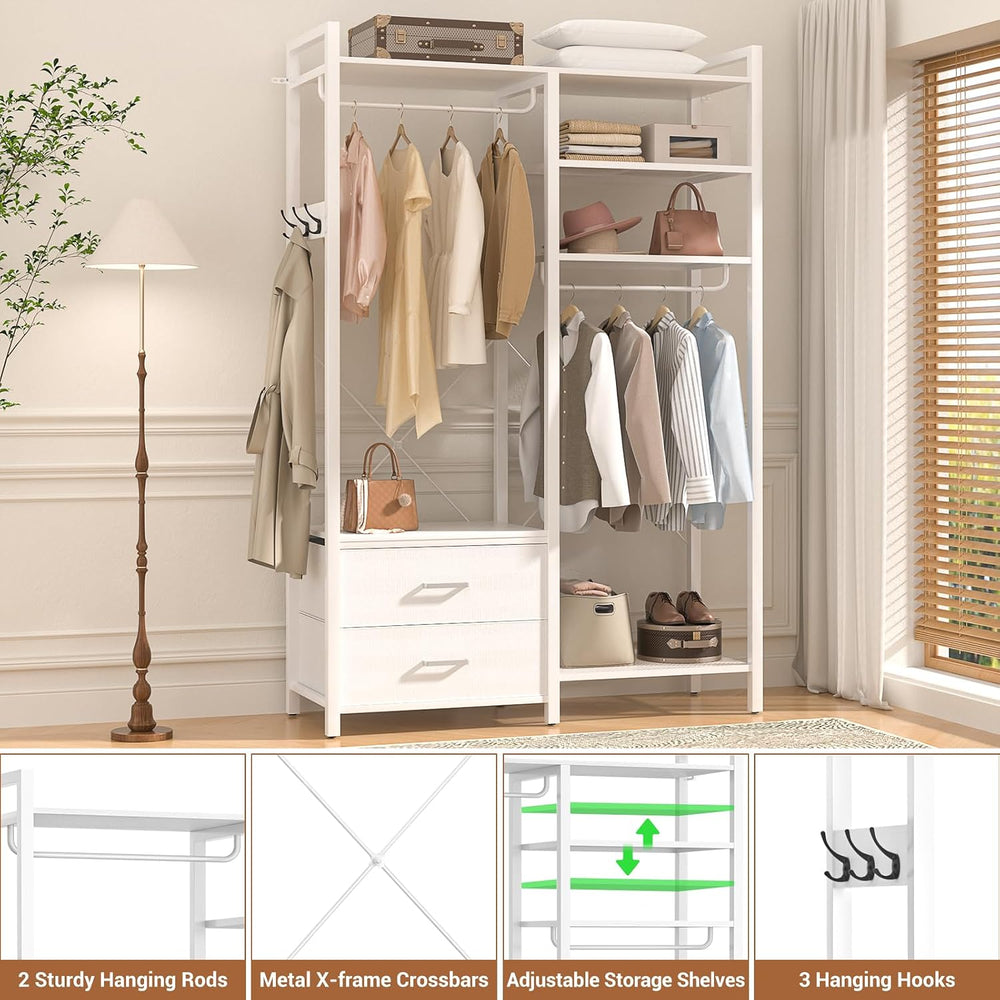 78.7'' Clothes Rack for Hanging Clothes - Reversible Clothing Rack wi...