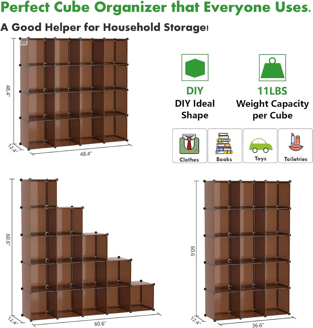 C&AHOME 16 Cube Storage Organizer Cube Shelves Units Storage Cubes, Brown