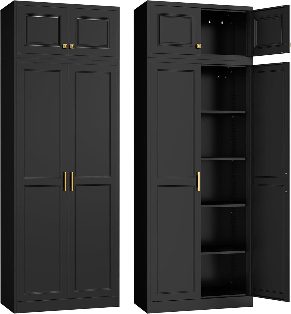 Steeloong 86"Metal Pantry Storage Cabinet with Doors & 4 Adjustable ...