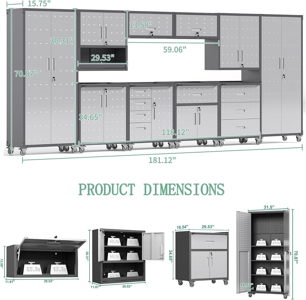 Garage Cabinet System | Heavy Duty Steel All-in-One Modular Garage Cabinet Se...