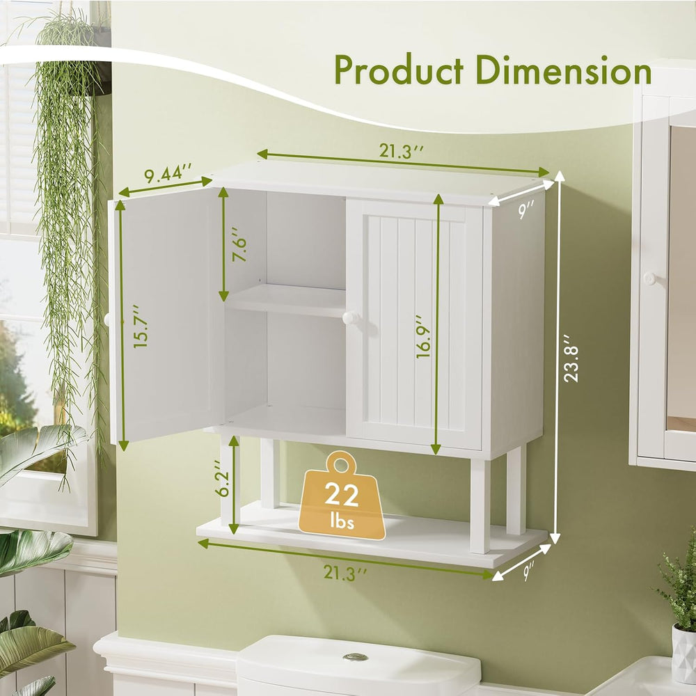 AmazerBath Bathroom Wall Cabinets, Bamboo Over The Toilet Storage Cabinet wit...