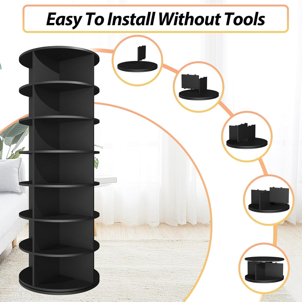 Rotating Shoe Rack, 7-Tier Spinning Shoe Rack, Free Standing Rotating Shoe Ra...