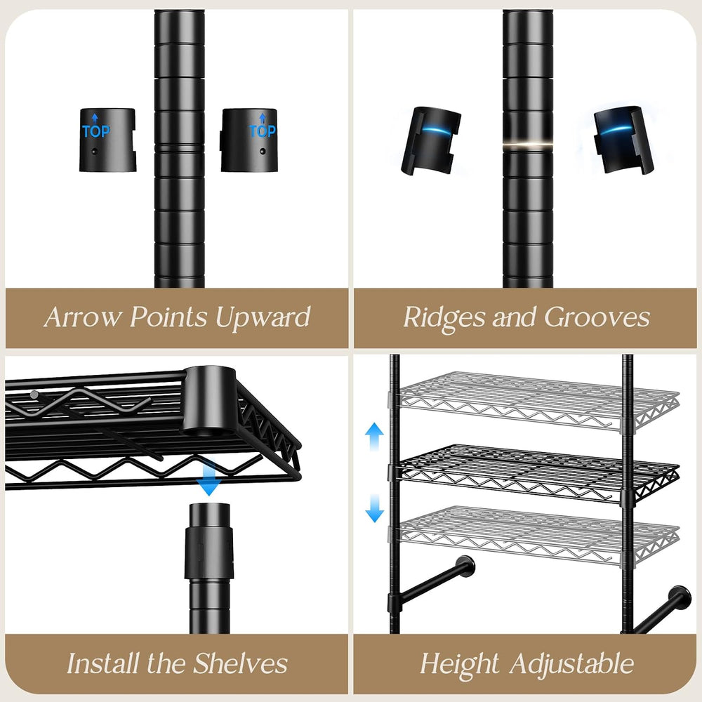 Wall Mounted Closet System, Heavy Duty 3-Row Clothes Rack, Expandable Industr...