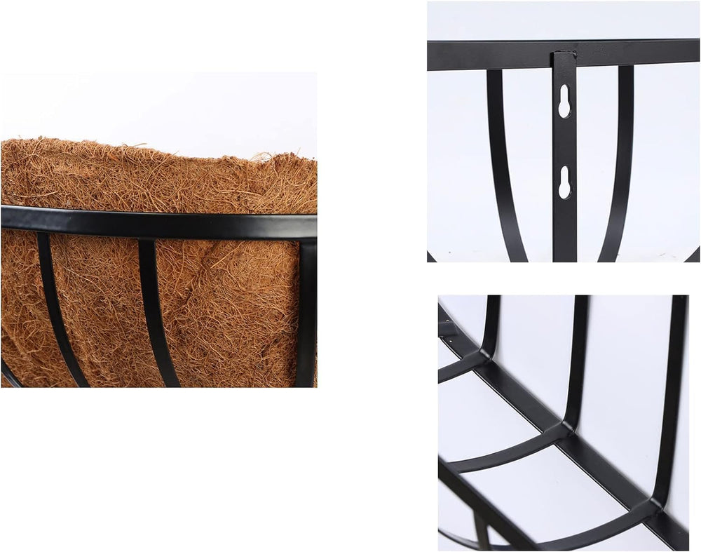 24 Inch Window Box Planters 3 Pack with Coco Liners, Rustproof Metal Hanging ...