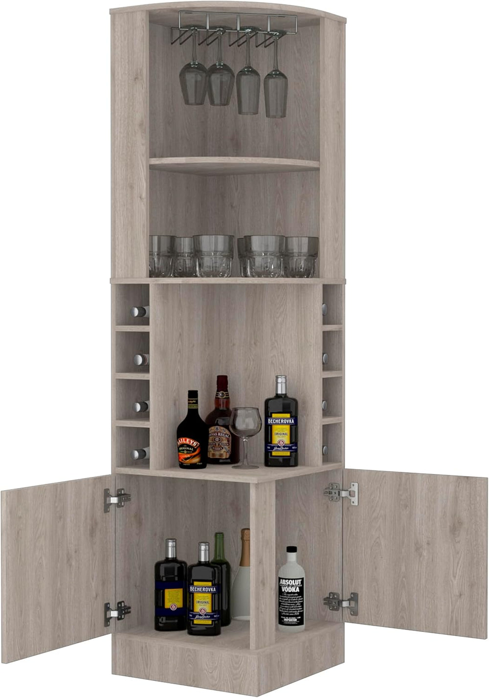 Corner Bar Cabinet,71" Tall Farmhouse Wine Bar Cabinet w/Wine Rack &...