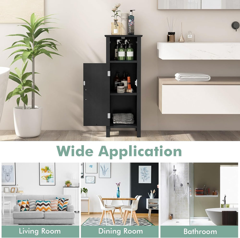 LDAILY LUARANE Wooden Bathroom Floor Storage Cabinet, Side Storage Organizer ...