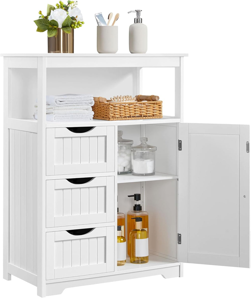 Yaheetech Large Freestanding Bathroom Storage Cabinet with 3 Drawers, White