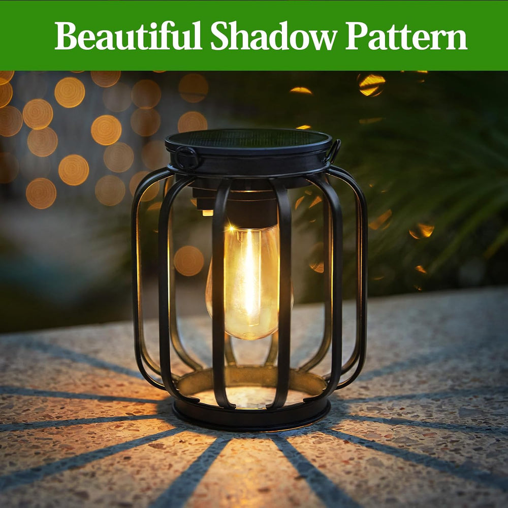 Solar Hanging Lanterns Outdoor: 2 Pack Metal Solar Hanging Lights with Hook, ...