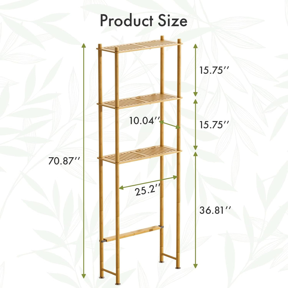 AmazerBath Bamboo Over The Toilet Storage Shelf, 3-Tier Bathroom Over Toilet ...