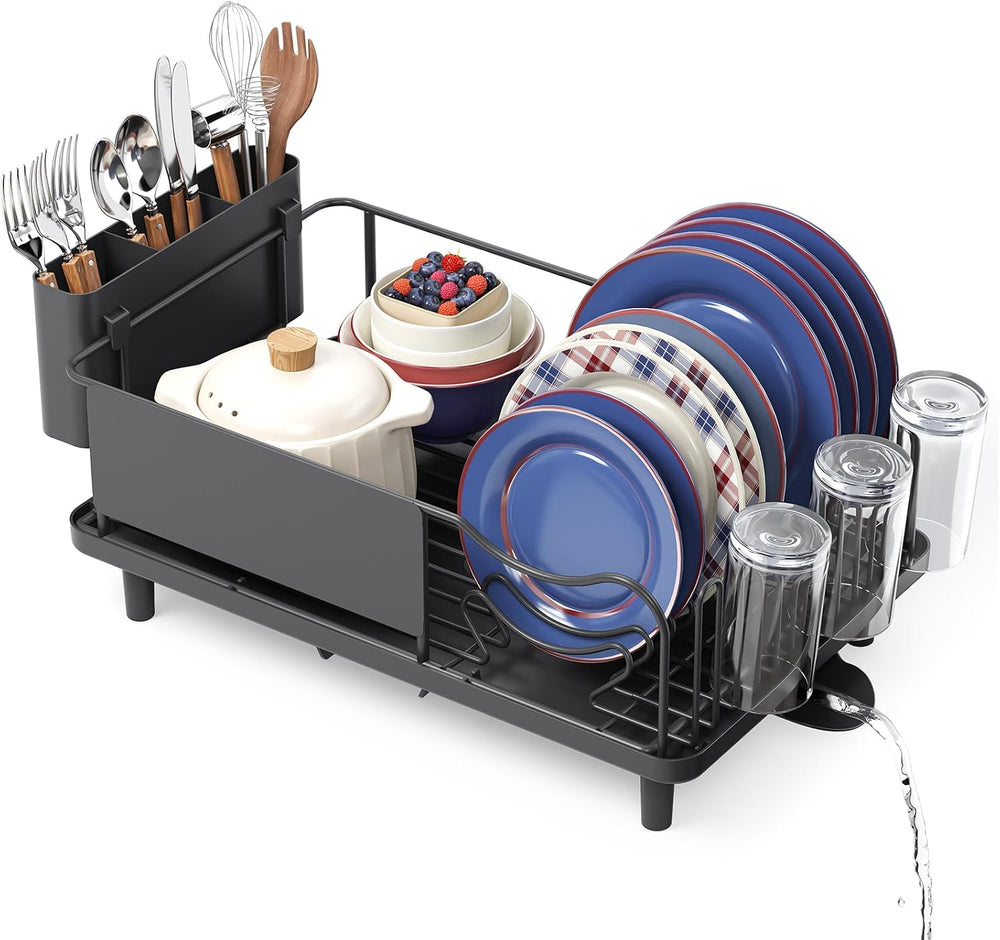 KINGRACK Dish Drying Rack for Kitchen Counter, Dish Drainer with Cup Holder