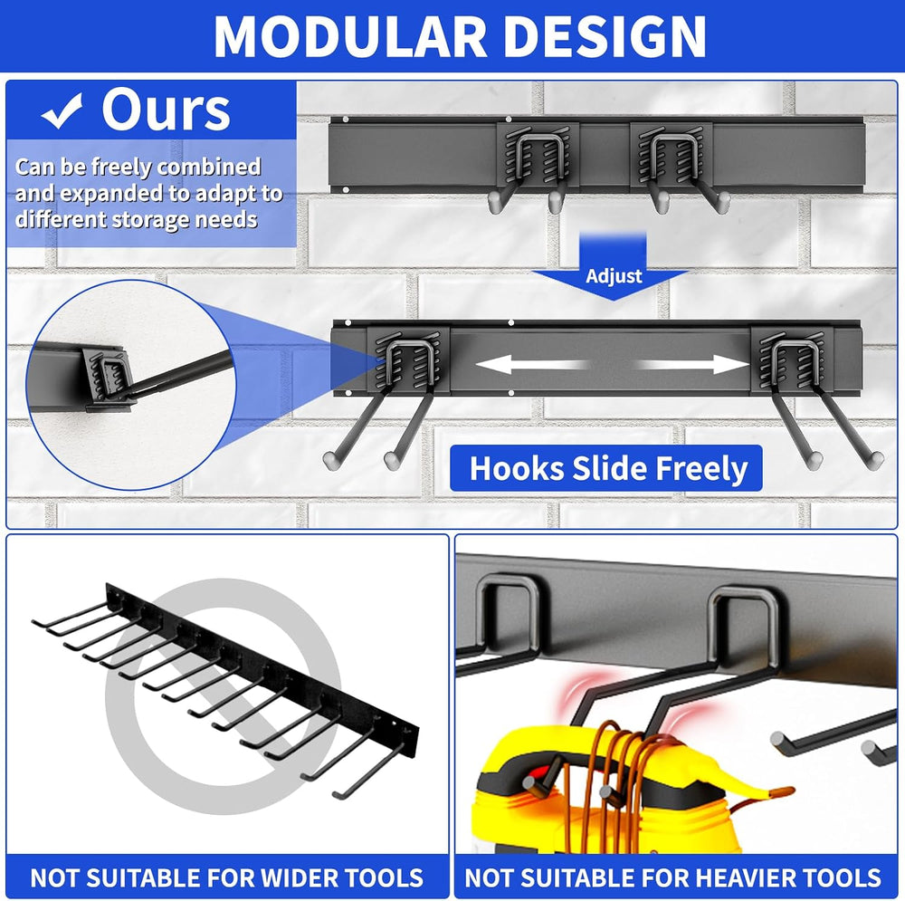 Garage Tool Organizer Wall Mount, 48 Inch Heavy Duty Garden Tool Organizer St...