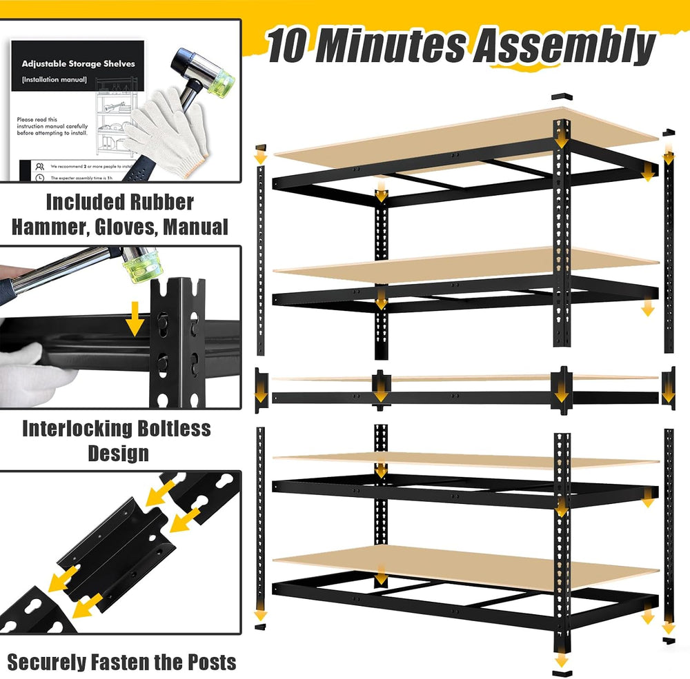 48" W x 24" D x 72" H Garage Shelving Heavy Duty - 5 Tier Meta...