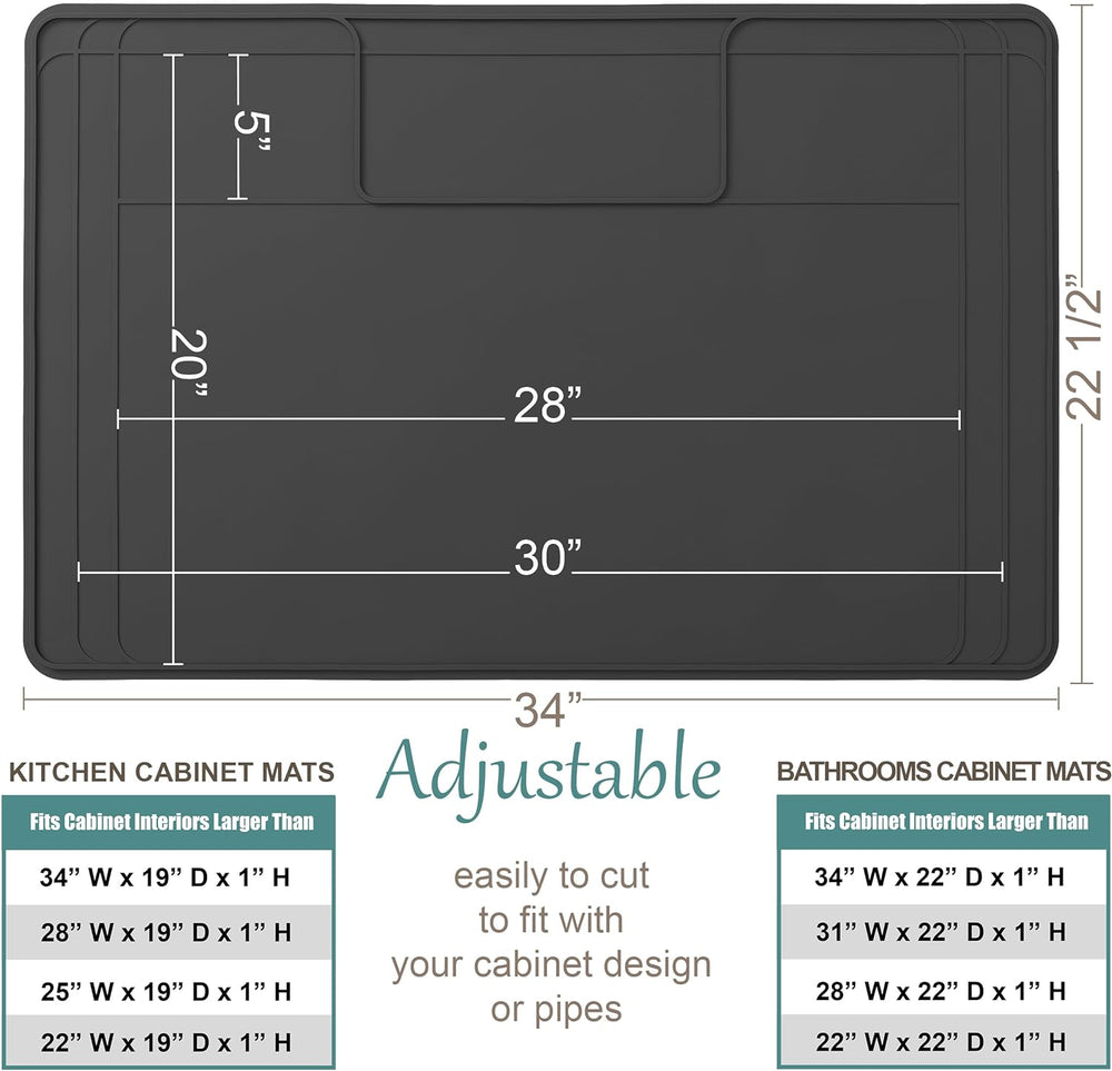 The Original Under Sink Mat - Silicone Waterproof mat, Trimmable, Easy to Cle...