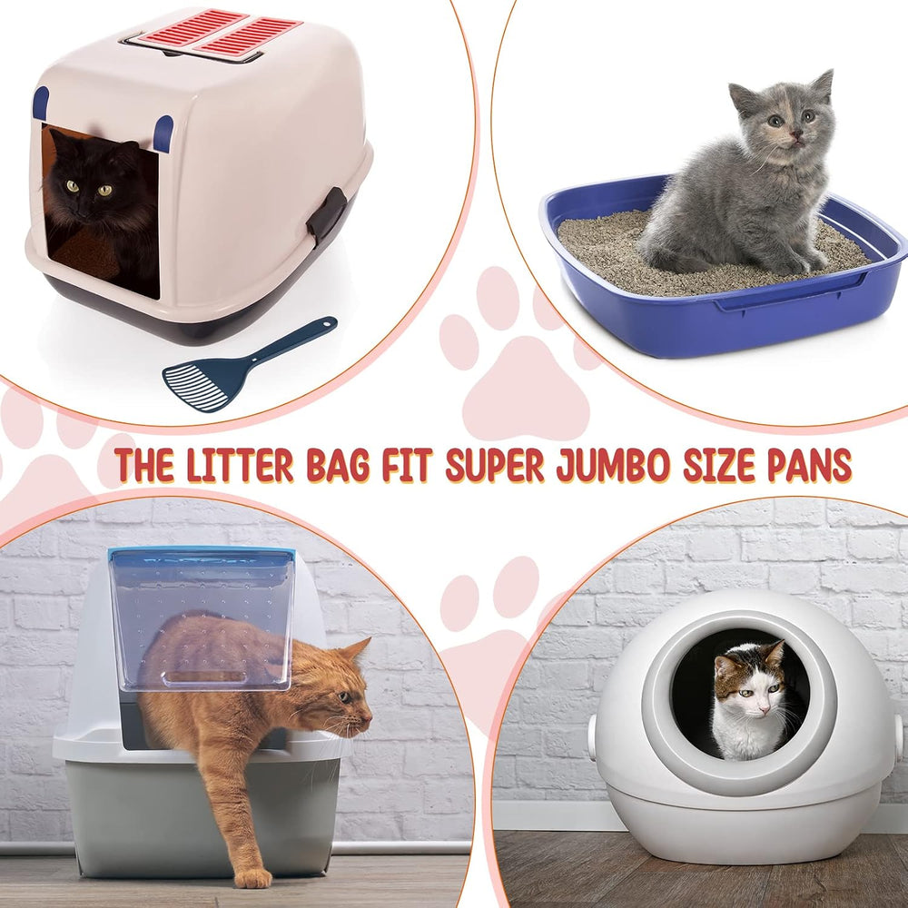 Tinlade 50 Count Jumbo Cat Litter Box Liners,39 x 22 Inch,Gray, Red