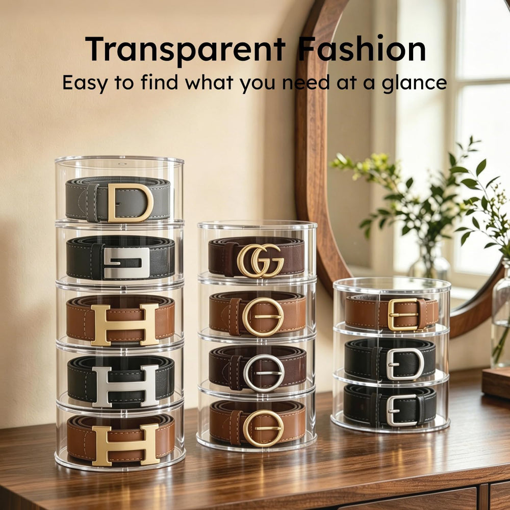 FEMELI Acrylic Belt Storage Organizers For Closet 5-Layer Clear Belt Holder