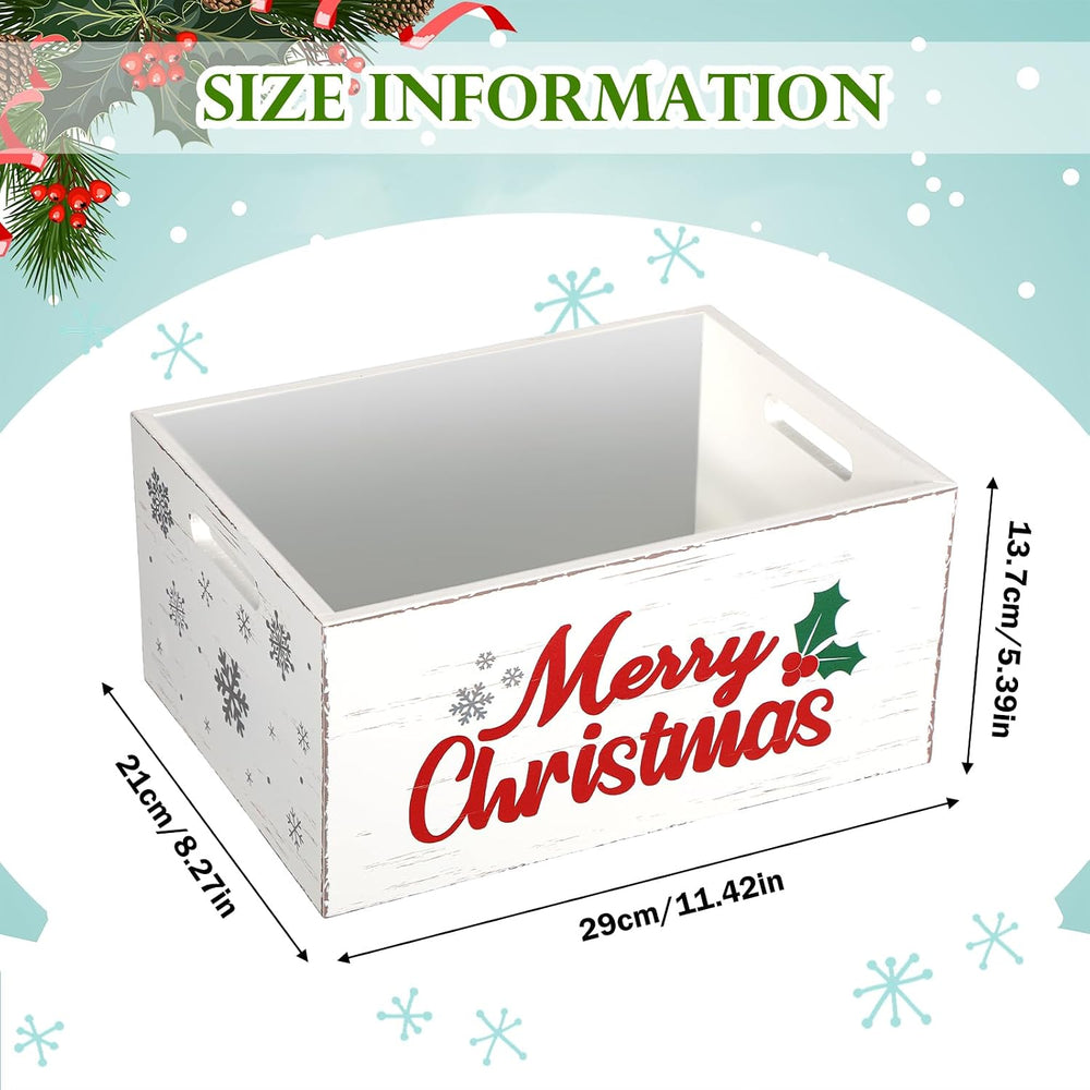 Namalu Christmas Hot Cocoa Bar Storage Box Wooden Crate with Handles Hot Coco...