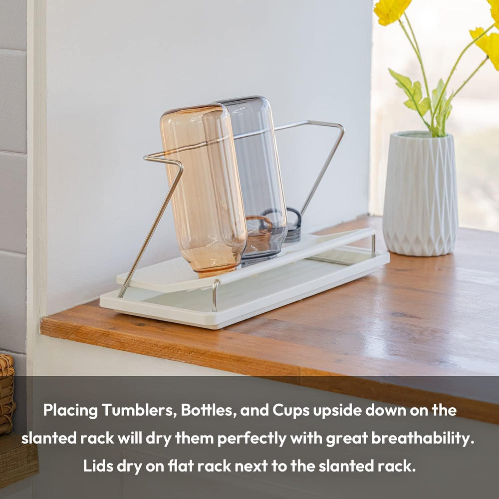 carrotez Bottle Drying Rack with Drain Tray, White