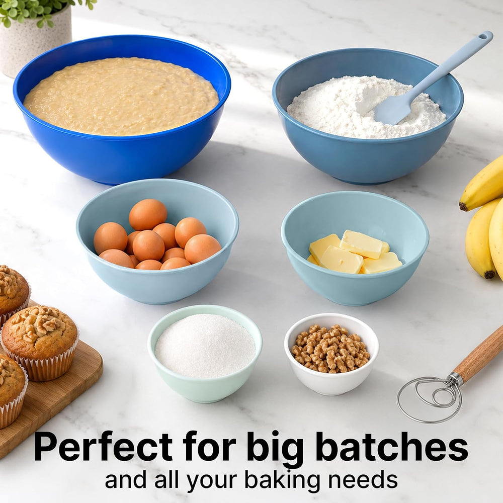 Zulay Kitchen 12 Piece Plastic Mixing Bowls with Lids Set - Leak-Proof Microw...